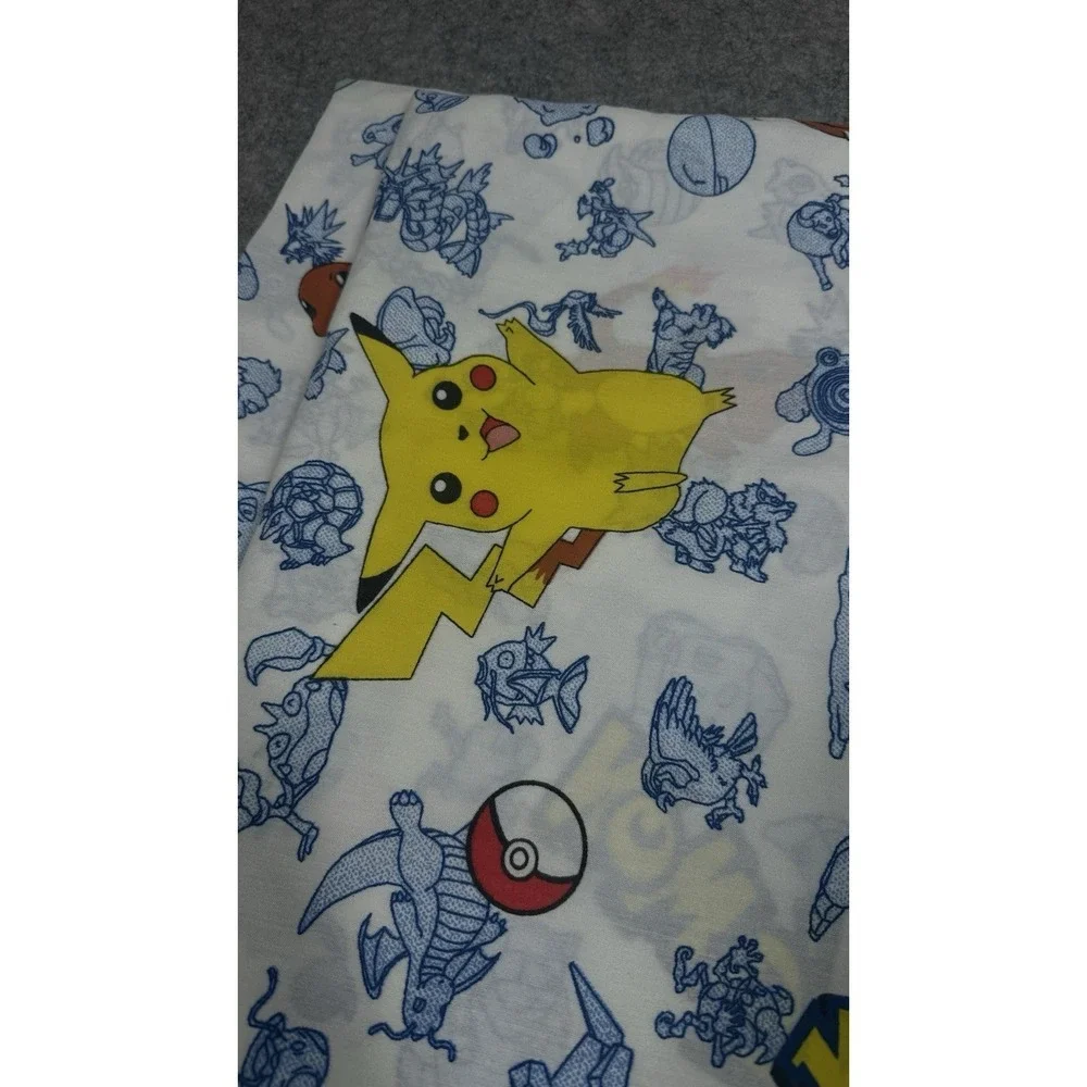 Pokemon Twin Flat Sheet 1998 Nintendo USA No Stains 1st Gen Pikachu Cotton Blend